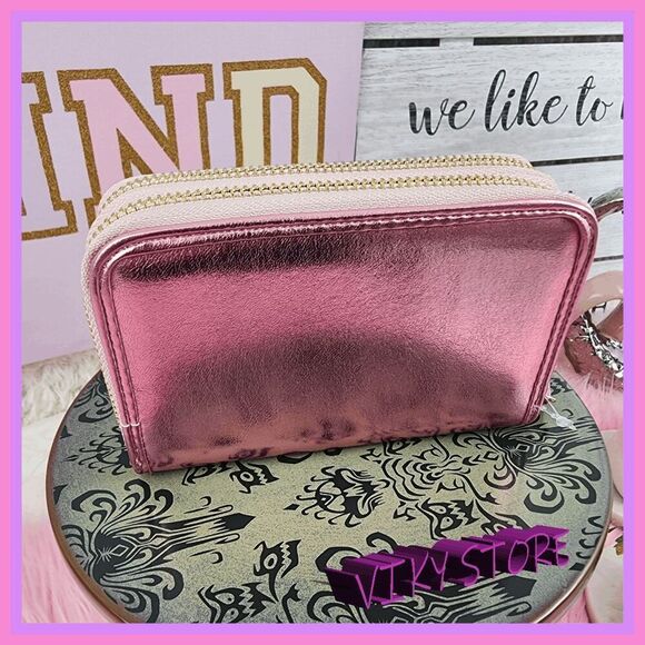 💖 NWT Juicy Couture Pink Diamond Velvet ID Coin Bag Double Zipper #7220 💖 - Picture 10 of 11